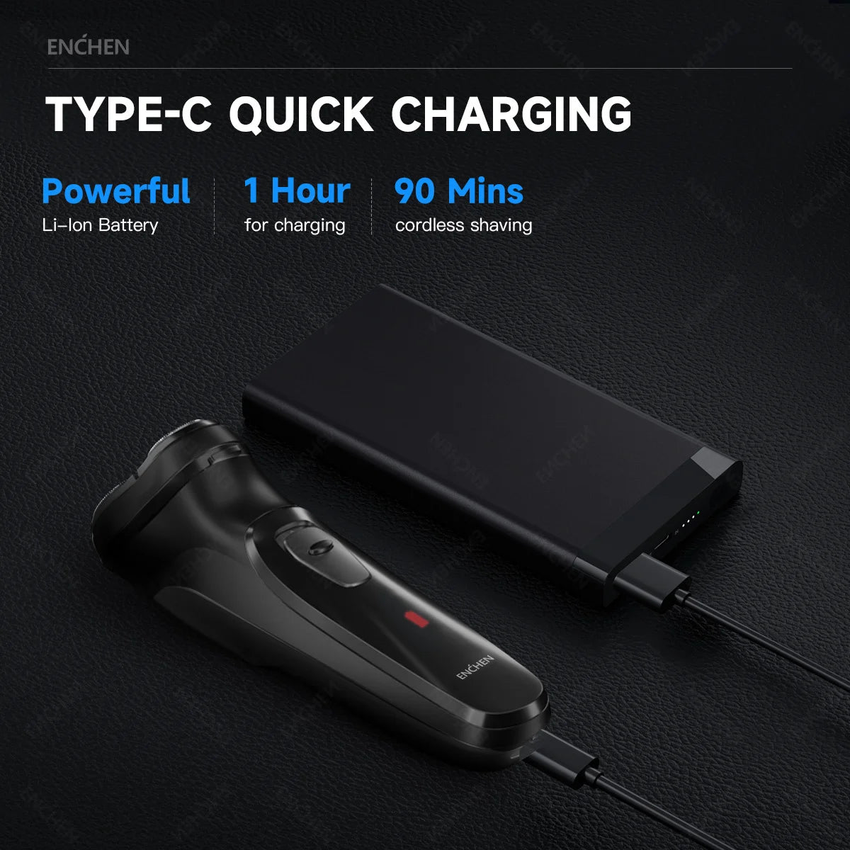 Barbeador Elétrico Rotativo 3 Lâminas Flutuantes USB - Foto 6