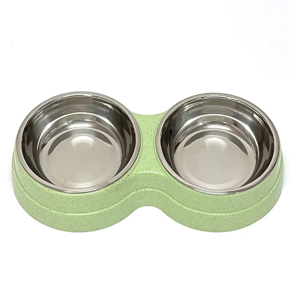 Tigela dupla aço inox para pet antiderrapante em fundo branco