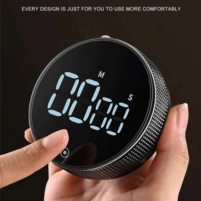 Timer digital de cozinha magnético com alarme e display LCD em fundo branco
