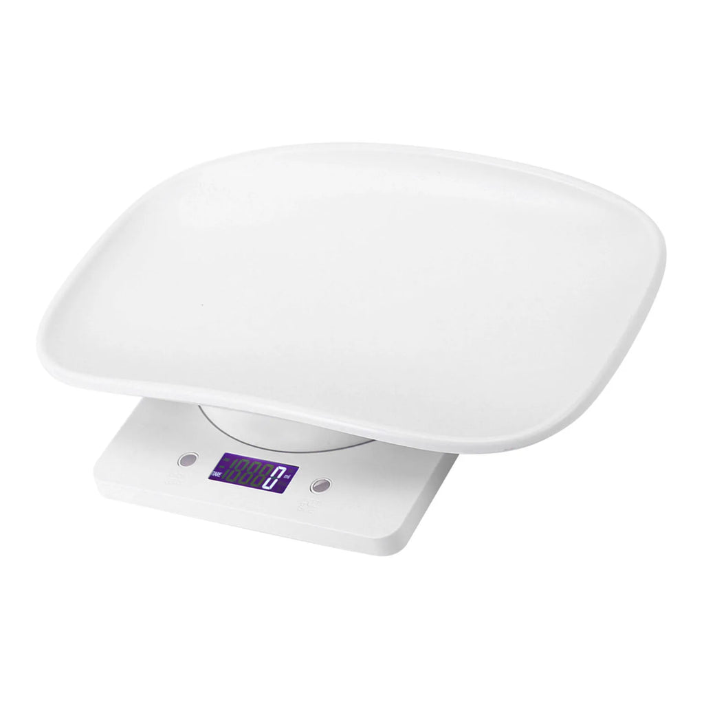 Balança digital para pet pequeno 10kg precisão 1g em fundo branco