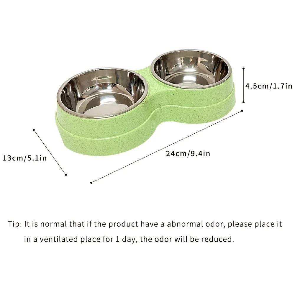 Tigela dupla aço inox para pet antiderrapante em fundo branco