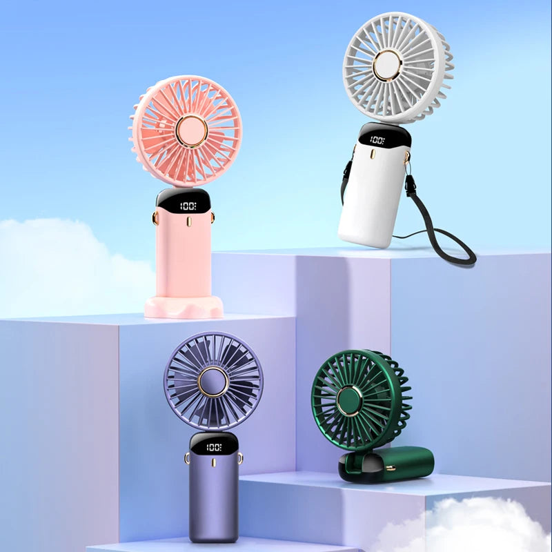 Mini Ventilador de Pescoço Dobrável 5 Velocidades USB 6