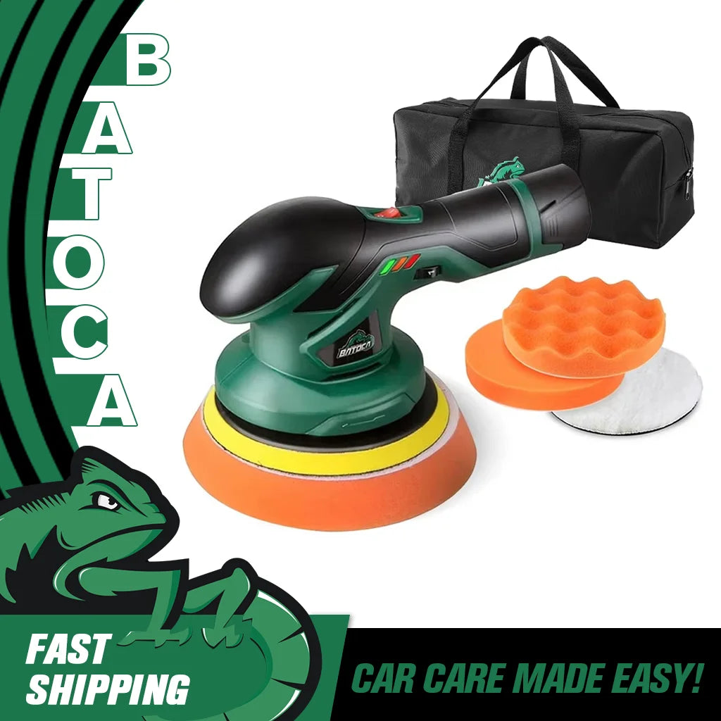Polidor elétrico portátil 12V sem fio dual action em fundo branco