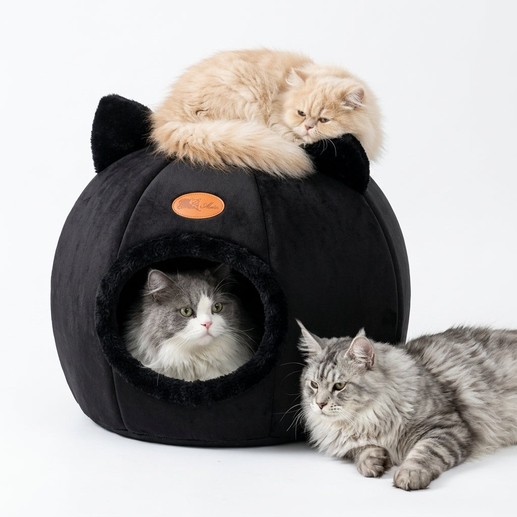 Cama Caverna Formato Gato Antiderrapante Semifechada para Pets - foto 2