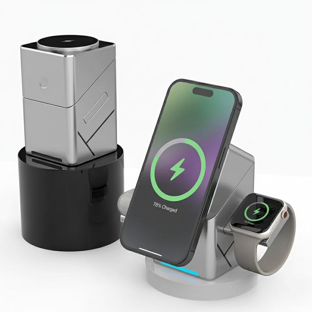 Carregador Wireless 3 em 1 Magnetico 15W FiskShop