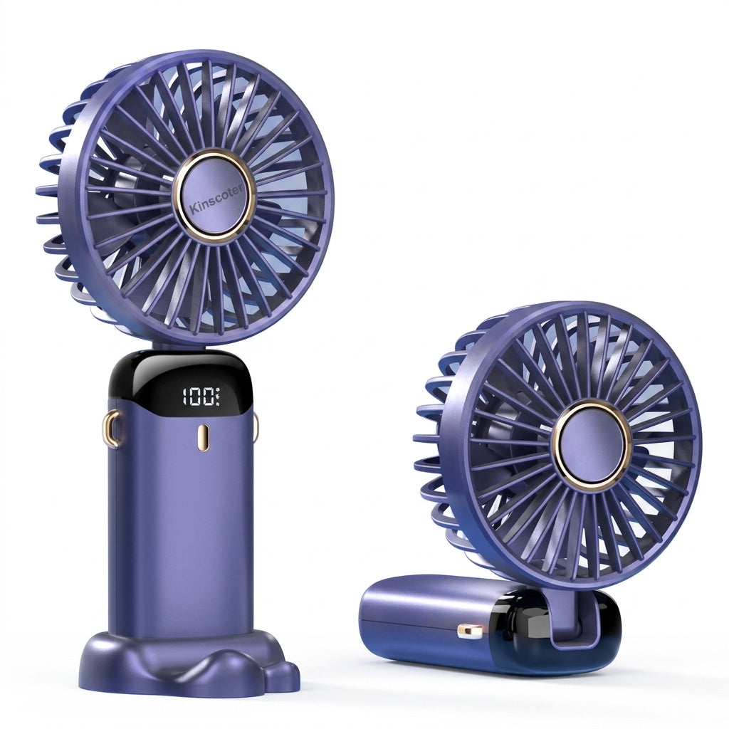 Mini Ventilador de Pescoço Dobrável 5 Velocidades USB em fundo branco